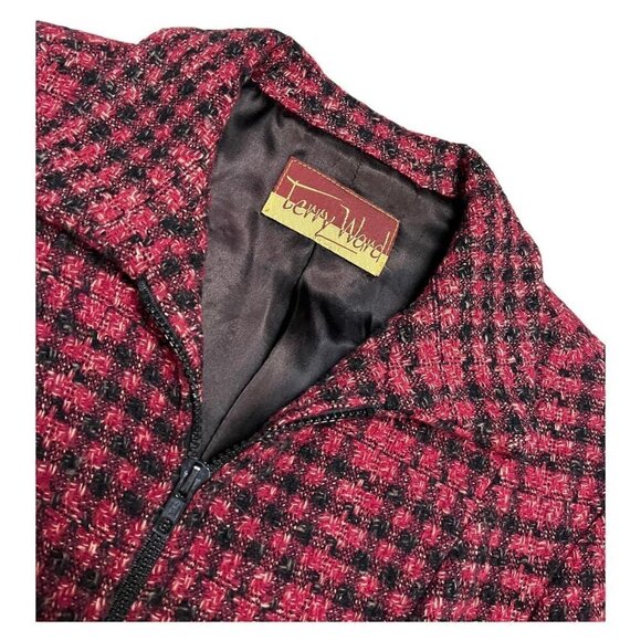 Vintage 90s Terry Ward Wool & Satin Plaid Designer Jacket - Womens 10 - Picture 2 of 4